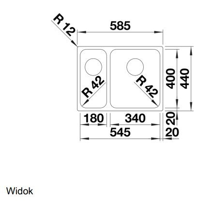 Blanco Solis 340/180-U Zlewozmywak stalowy półtorakomorowy lewy 58,5x44 cm 526129