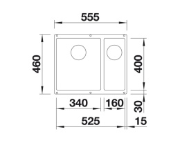Blanco Subline 340/160-U Zlewozmywak granitowy półtorakomorowy prawy 55,5x40 cm tartufo 523565