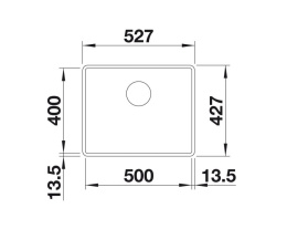 Blanco Subline 500-F Zlewozmywak granitowy jednokomorowy 52,7x42,7 cm wulkaniczny szary 527352