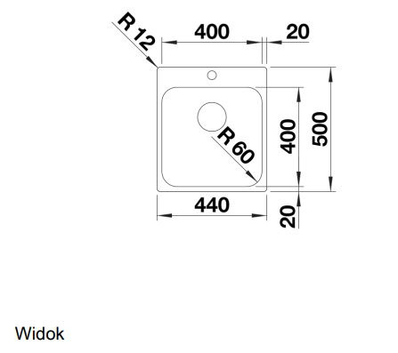 Blanco Supra 500-IF/A R12 Zlewozmywak stalowy jednokomorowy 50x50 cm 526355