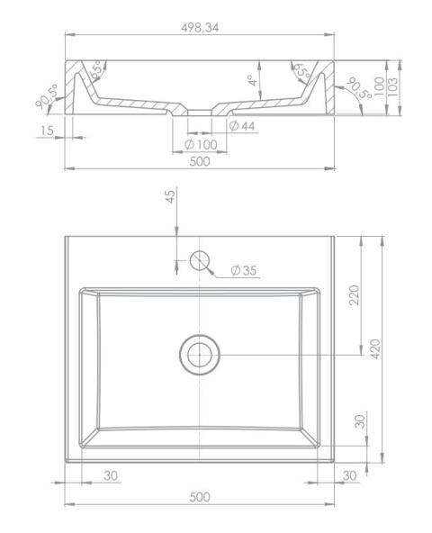 Omnires Marble+ Thasos Umywalka nablatowa 50x42x10,3 cm biała THASOS500BP
