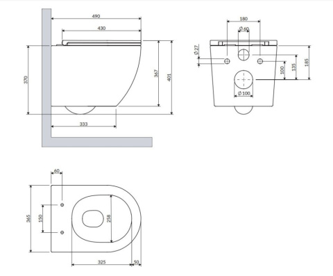 Omnires Ottawa Zestaw Toaleta WC Silent Power bez kołnierza krótka + deska wolnoopadająca biały OTTAWASPMWBP