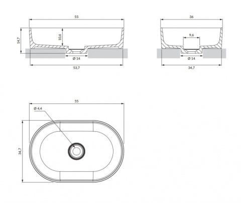 Omnires Ovo M+ Umywalka nablatowa 55x36 cm terracotta OVOUNTE