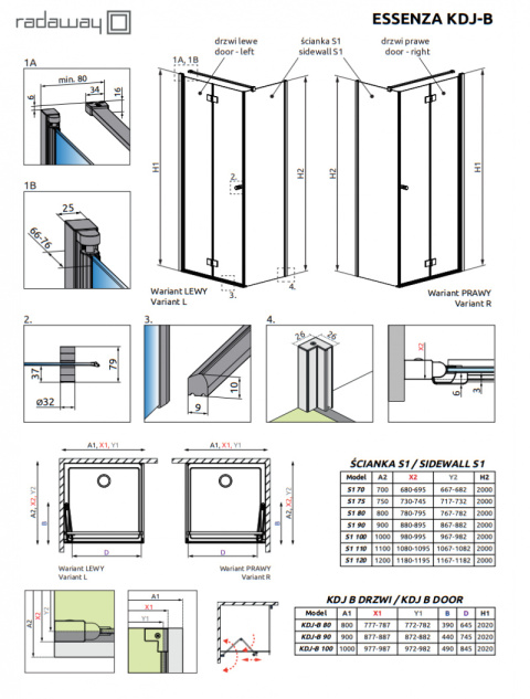 Wpisz KOD: PROMO - 10% Radaway Essenza New/Fuenta Chrome ścianka boczna S1 120 cm szkło przezroczyste 1384054-01-01