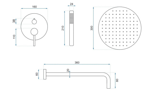 Rea Zestaw natryskowy podtynkowy Lungo Złoty Szczotkowany + BOX REA-P4160