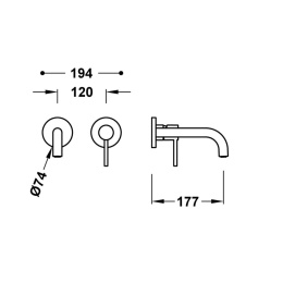 TRES STUDY Element zewnętrzny do podtynkowego korpusu baterii umywalkowej-26230021NM