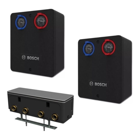 Bosch 2x grupa pompowa HSM25/6 MM100, z zaworem mieszającym i modułem MM100 + rozdziel WHY/HKV 2/25/25, do 2 obiegów 8734100743