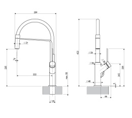Omnires Vita bateria kuchenna z wyciąganą wylewką złoty połysk VI6350BLGL