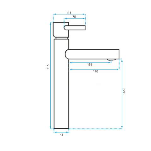 Rea Bateria Umywalkowa Tess Czarna Wysoka REA-B0229
