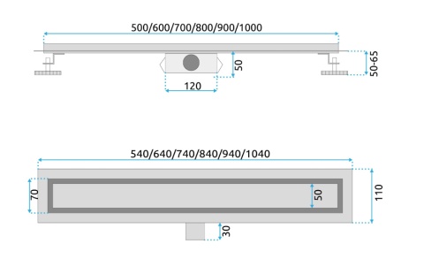 Rea Odpływ Liniowy REA Neox STAL SZCZOTKOWANA 70 REA-G2502
