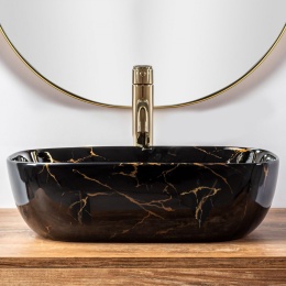 Rea Umywalka nablatowa Belinda Black Marble shiny REA-U8907