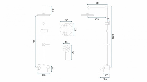 Rea Zestaw Prysznicowy Natryskowy Luis Czarny REA-P7005