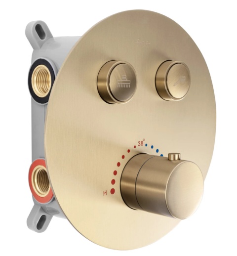 Rea Zestaw Prysznicowy Podtynkowy z termostatem LUNGO Złoty szczotkowany + BOX REA-P8551