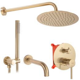 Rea Zestaw wannowo-prysznicowy podtynkowy Lungo złoty szczotkowany + BOX REA-P6609