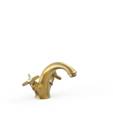 Tres Clasic bateria umywalkowa stojąca stary mosiądz 24210201LV