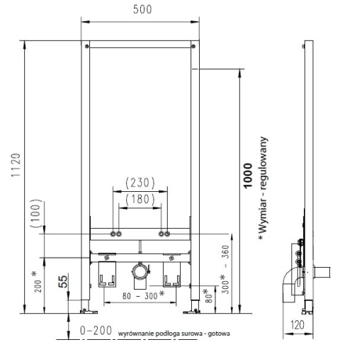 Werit / Jomo JomoTech Stelaż do bidetu H112 z 174-94000297-00/105-000000001