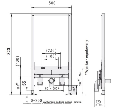 Werit / Jomo JomoTech Stelaż do bidetu H82 174-94200100-00/105-000000002