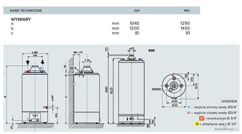 ARISTON Podgrzewacz gazowy pojemnościowy stojący SGA X 120 EE [3211167]