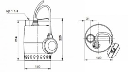 Grundfos Unilift KP 250 A1 230V z kablem 5m - Pompa zatapialna 012H1600
