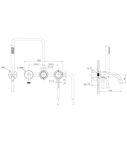 Lavita Bateria wannowa podtynkowa 4- otworowa Orion Matt Black 5900378357155