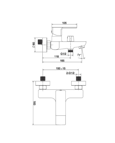 Lavita Bateria wannowo - prysznicowa Aquila Matt Black 5900378342854
