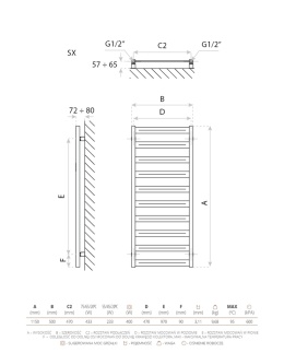 Lavita Grzejnik łazienkowy Hermes White 1150 5901804783371