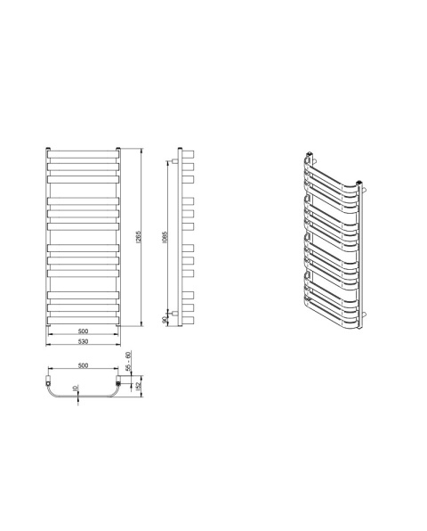 Lavita Grzejnik łazienkowy Scala Black 1265 5904194693220