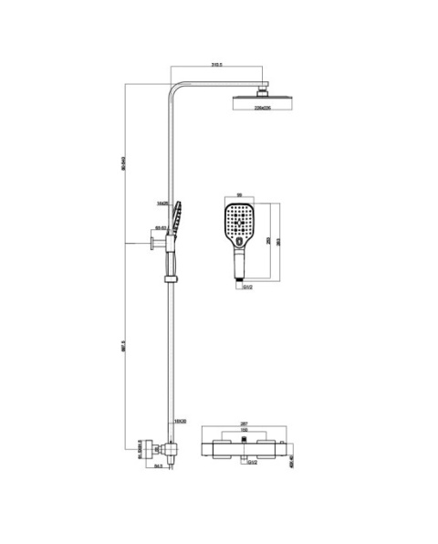 Lavita Natynkowy zestaw prysznicowy termostatyczny z deszczownicą Cetus Matt Black 5900378346210