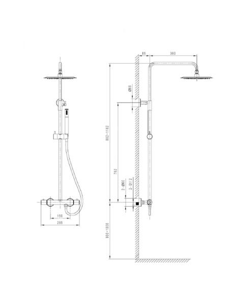 Lavita Natynkowy zestaw prysznicowy termostatyczny z deszczownicą Orion Matt Black 5900378341642