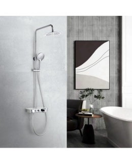 Lavita Natynkowy zestaw prysznicowy termostatyczny z deszczownicą i szklaną półką Cetus Chrome 5900378346296