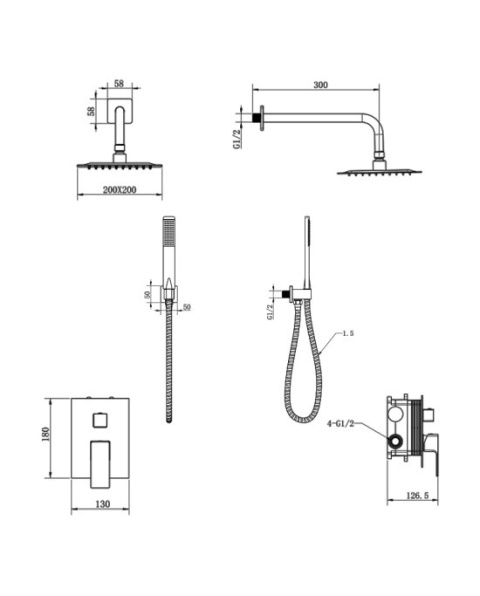 Lavita Podtynkowy zestaw prysznicowy z deszczownicą Aquila Chrome 5900378342960