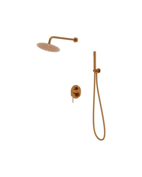 Lavita Podtynkowy zestaw prysznicowy z deszczownicą Orion Brushed Copper 5900378357339