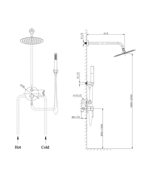 Lavita Podtynkowy zestaw prysznicowy z deszczownicą Orion Matt Black 5900378341581
