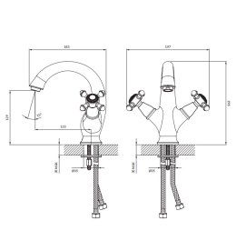 OMNIRES Bateria umywalkowa RETRO brąz antyczny RE7210BR