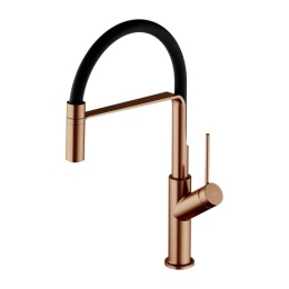 Omnires VITA bateria kuchenna z wyciąganą wylewką miedź szczotkowana / czarny mat VI6350BLCPB