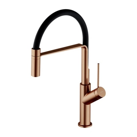 Omnires VITA bateria kuchenna z wyciąganą wylewką miedź szczotkowana / czarny mat VI6350BLCPB