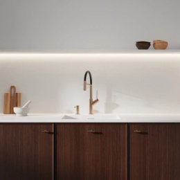 Omnires VITA bateria kuchenna z wyciąganą wylewką miedź szczotkowana / czarny mat VI6350BLCPB