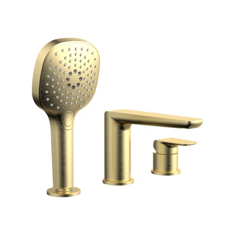 Excellent Clever 2.0 bateria wannowa 3-otworowa, złoty szczotkowany AREX.4134GB