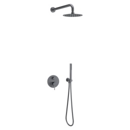 Excellent PI zestaw prysznicowo-wannowy podtynkowy 2 funkcyjny z deszczownicą 25 cm, grafit szczotkowany AREX.SET.1245AB