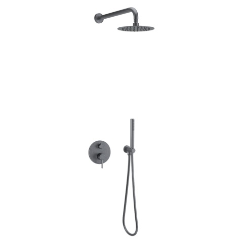 Excellent PI zestaw prysznicowo-wannowy podtynkowy 2 funkcyjny z deszczownicą 25 cm, grafit szczotkowany AREX.SET.1245AB