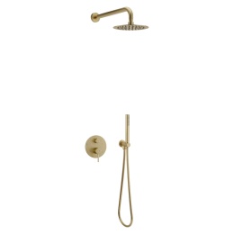 Excellent PI zestaw prysznicowo-wannowy podtynkowy 2 funkcyjny z deszczownicą 25 cm, złoty szczotkowany AREX.SET.1245GB
