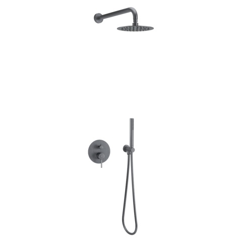 Excellent PI zestaw prysznicowo-wannowy podtynkowy 3 funkcyjny, z deszczownicą 25 cm, grafit szczotkowany AREX.SET.1247AB