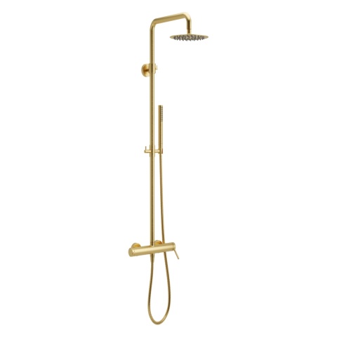 Excellent PI zestaw prysznicowy ścienny z deszczownicą 25 cm, złoty szczotkowany AREX.1281GB