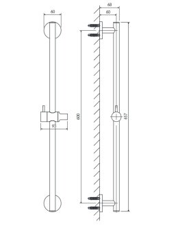 Omnires DRĄŻEK prysznicowy 66 cm grafit DR12GR