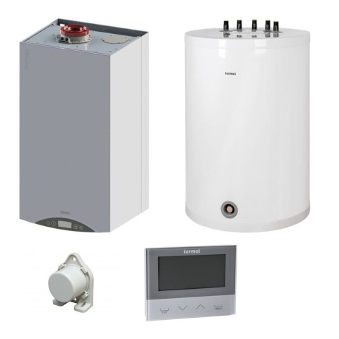 TERMET PAKIET KOCIOŁ GOLD PLUS II 1 FUN. 25 KW + ZASOBNIK SG PLUS 100 L + REGULATOR ST-292 V3 + CZUJNIK TEMP. WKP58T100100E