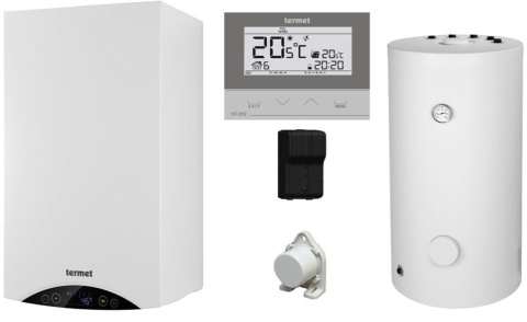Termet Gold Plus II 25 + zasobnik SWK 140 L + regulator Termet ST-292 V2 bezprzewodowy + czujnik temperatury WKP58T1V2140K/PLAT