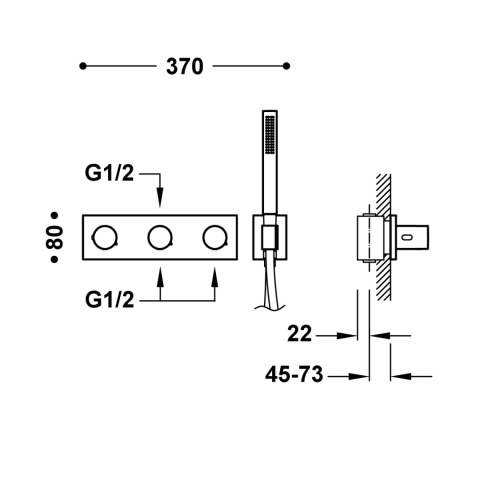 Tres B-SYSTEM Bateria termostatyczna podtynkowa 3-drożna B-system-30735301NM