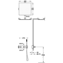 Tres B-SYSTEM Zestaw baterii termostatycznej podtynkowej 2-drożnej B-system prysznicowej-30725206AC