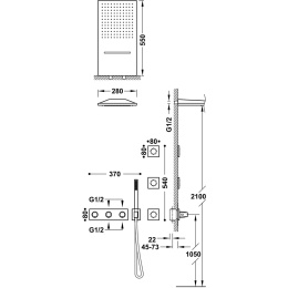 Tres B-SYSTEM Zestaw baterii termostatycznej podtynkowej 4-drożnej B-system prysznicowej-30725405KMB