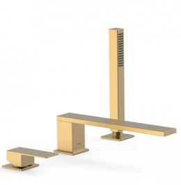 Tres Cuadro Exclusive Bateria wannowa trzyotworowa Matowe złoto 24K 00616103OM